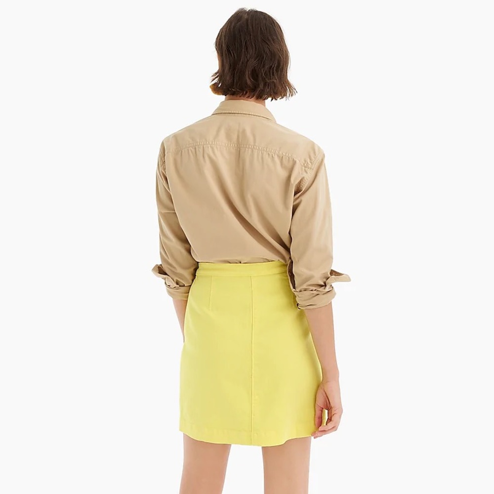 J.Crew Yellow Garment-dyed Japanese Denim Wrap Mini Skirt - Picture 2 of 7